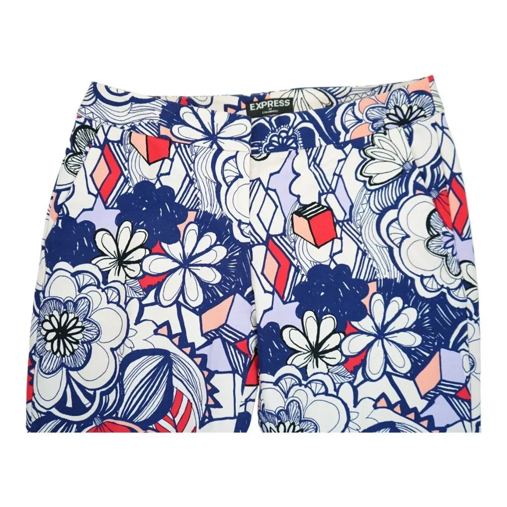 Express Floral Print Columnist Ankle Pant Size‎ 4R Cotton Women's